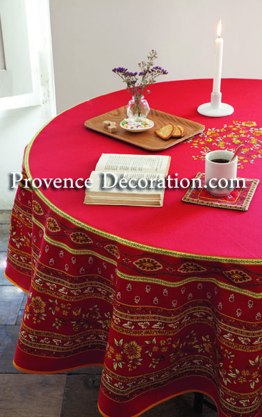 Round Tablecloth coated or cotton Marat d'Avignon Avignon red - Click Image to Close